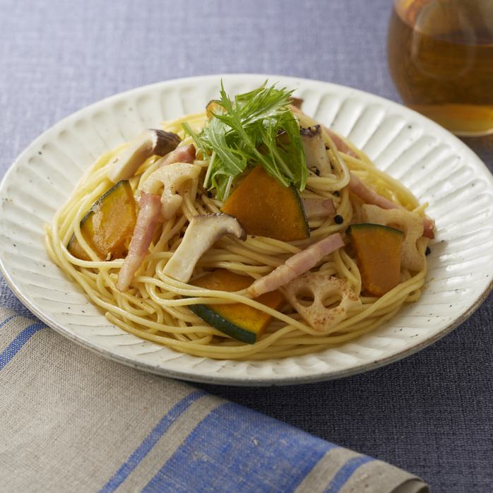 焼きかぼちゃの和風パスタ