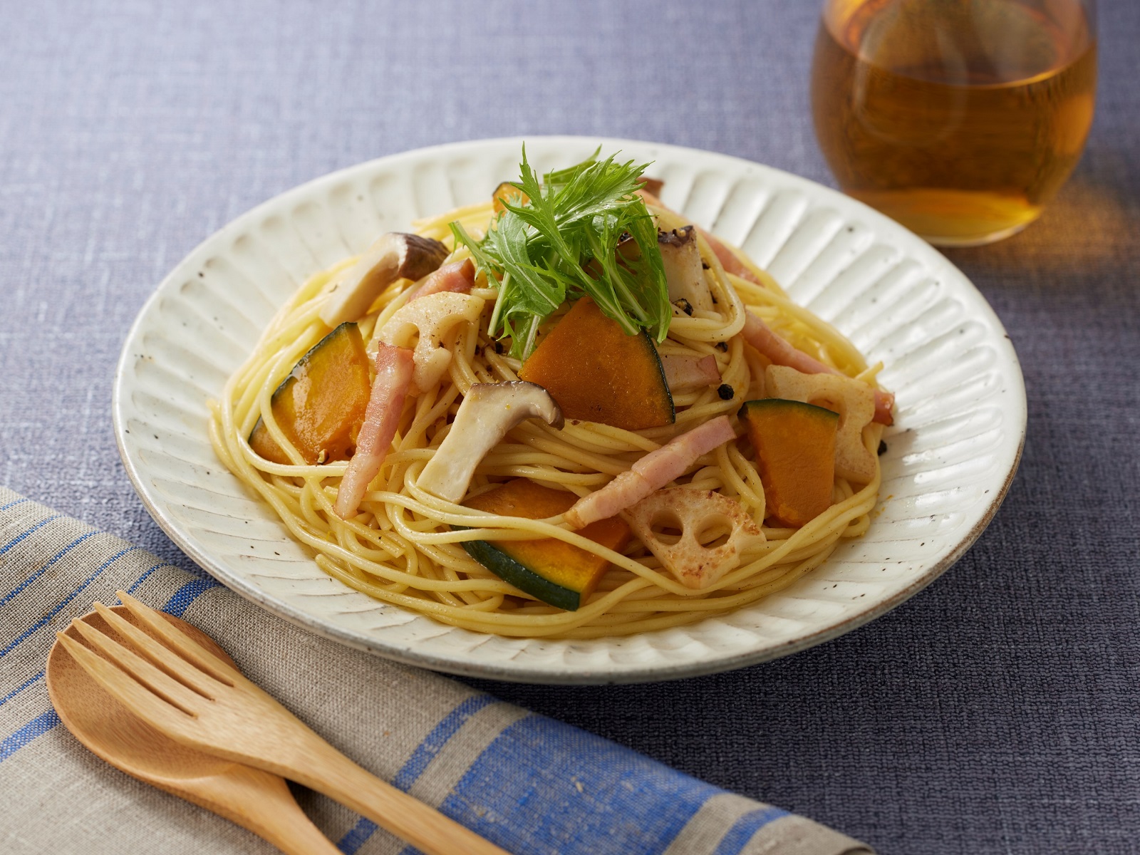 焼きかぼちゃの和風パスタ