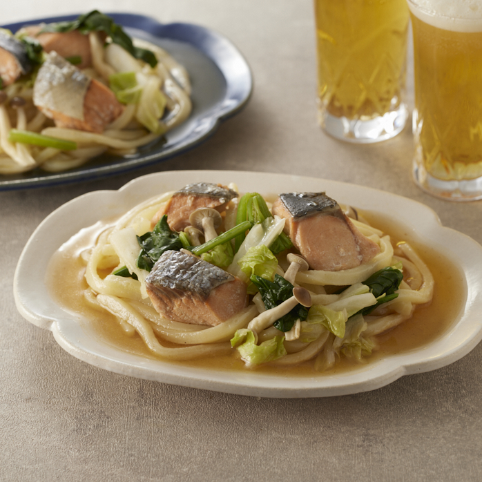 鮭のあんかけ焼うどん