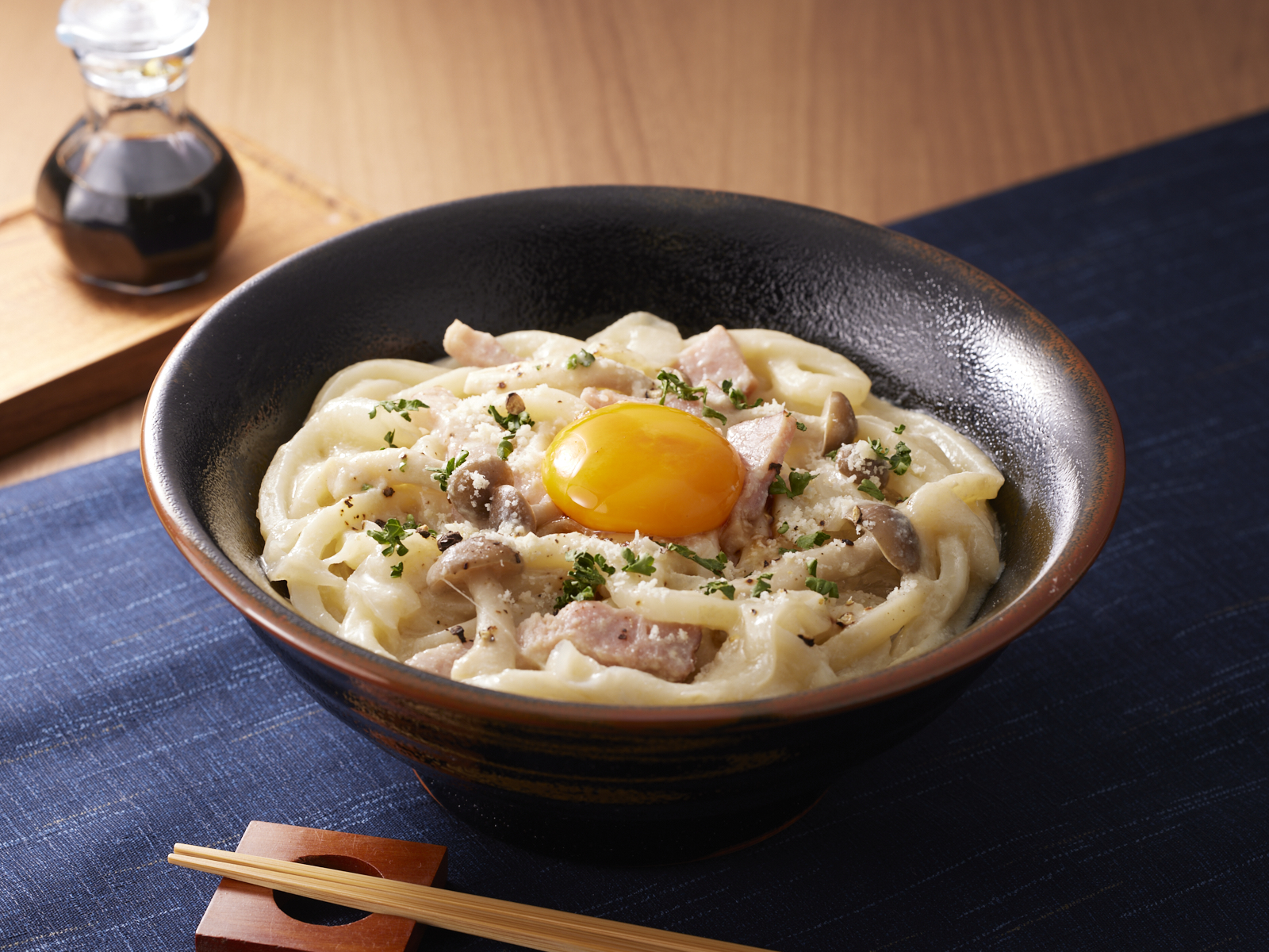 レンジでカルボナーラうどん